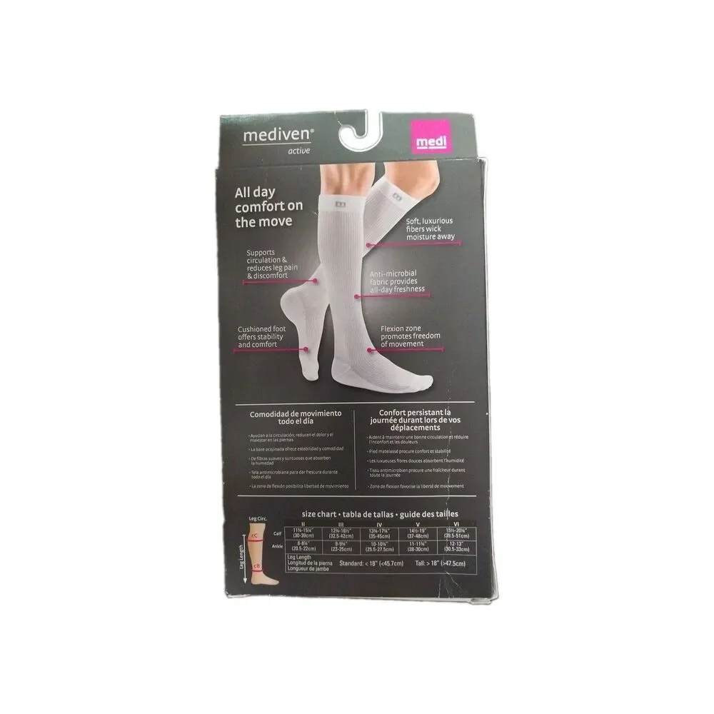 Medi Mediven Active Medical Compression Socks Calf Standard  Black  Size 15-20